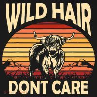 Wild Hair Retro Sunset Scottish Highland Cows Polo thumb 3