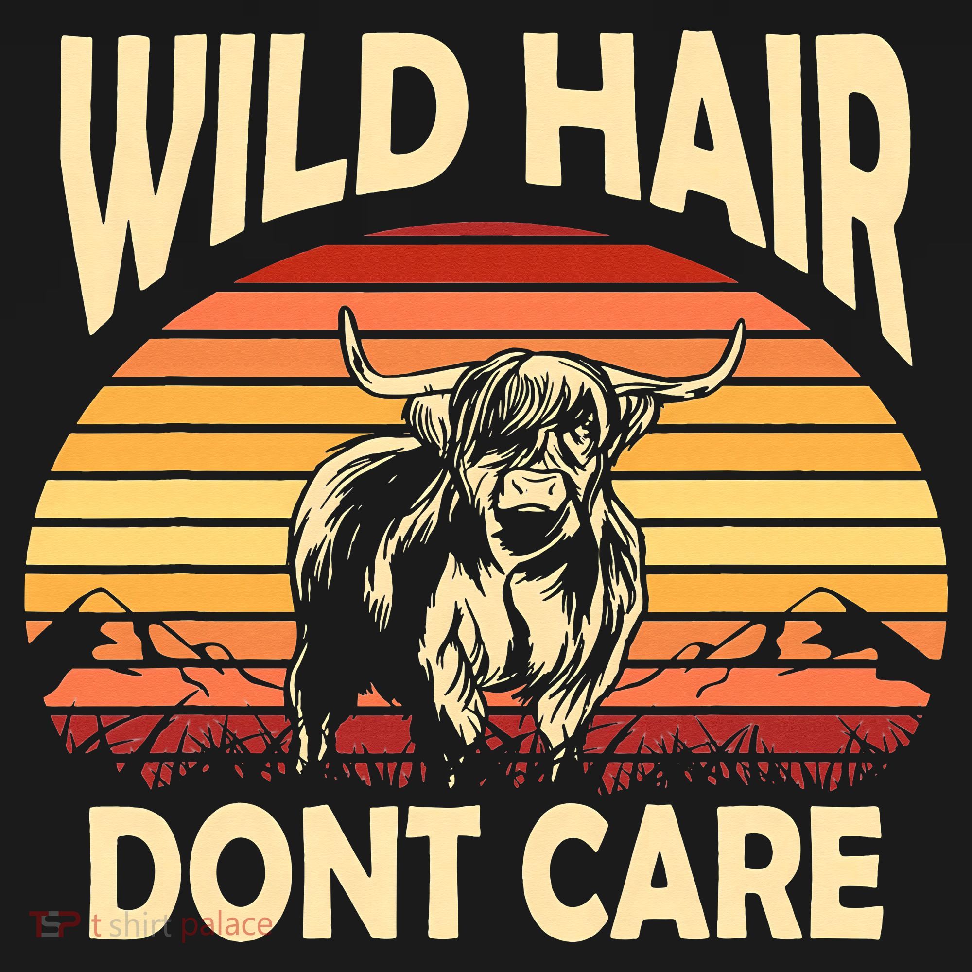 Wild Hair Retro Sunset Scottish Highland Cows Mousepad