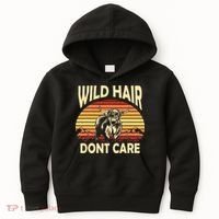 Wild Hair Retro Sunset Scottish Highland Cows Kids Hoodie thumb 0