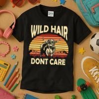 Wild Hair Retro Sunset Scottish Highland Cows Kids T-Shirt thumb 3