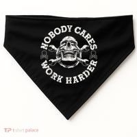 Work Harder Skull Engineer Meme No One Cares Work Harder Motivational Quote USA-Made Doggie Bandana thumb 0