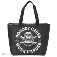 Work Harder Skull Engineer Meme No One Cares Work Harder Motivational Quote Tote Bag thumb 0