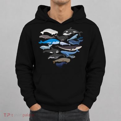 Whales Heart Shaped Marine Biologist Whale Lover Wildlife Hoodie