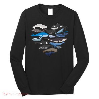 Whales Heart Shaped Marine Biologist Whale Lover Wildlife Long Sleeve Shirt