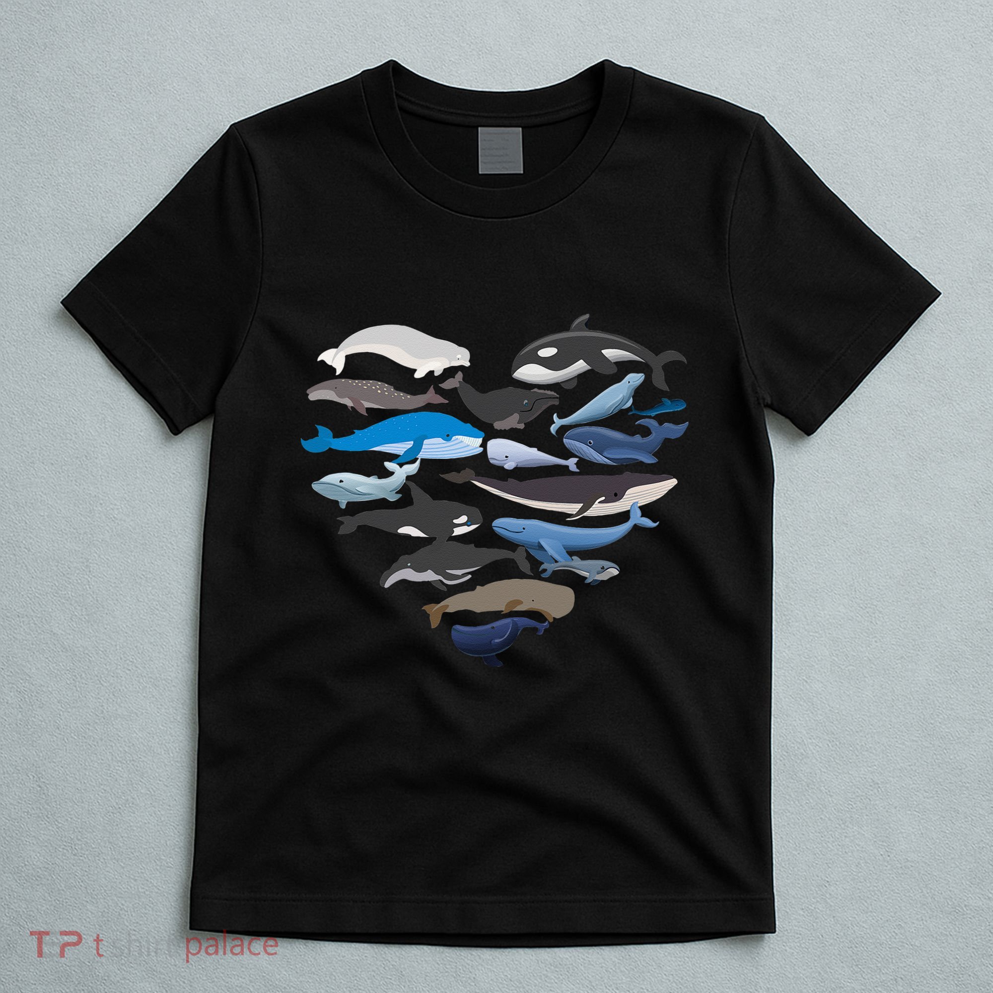 Whales Heart Shaped Marine Biologist Whale Lover Wildlife T-Shirt