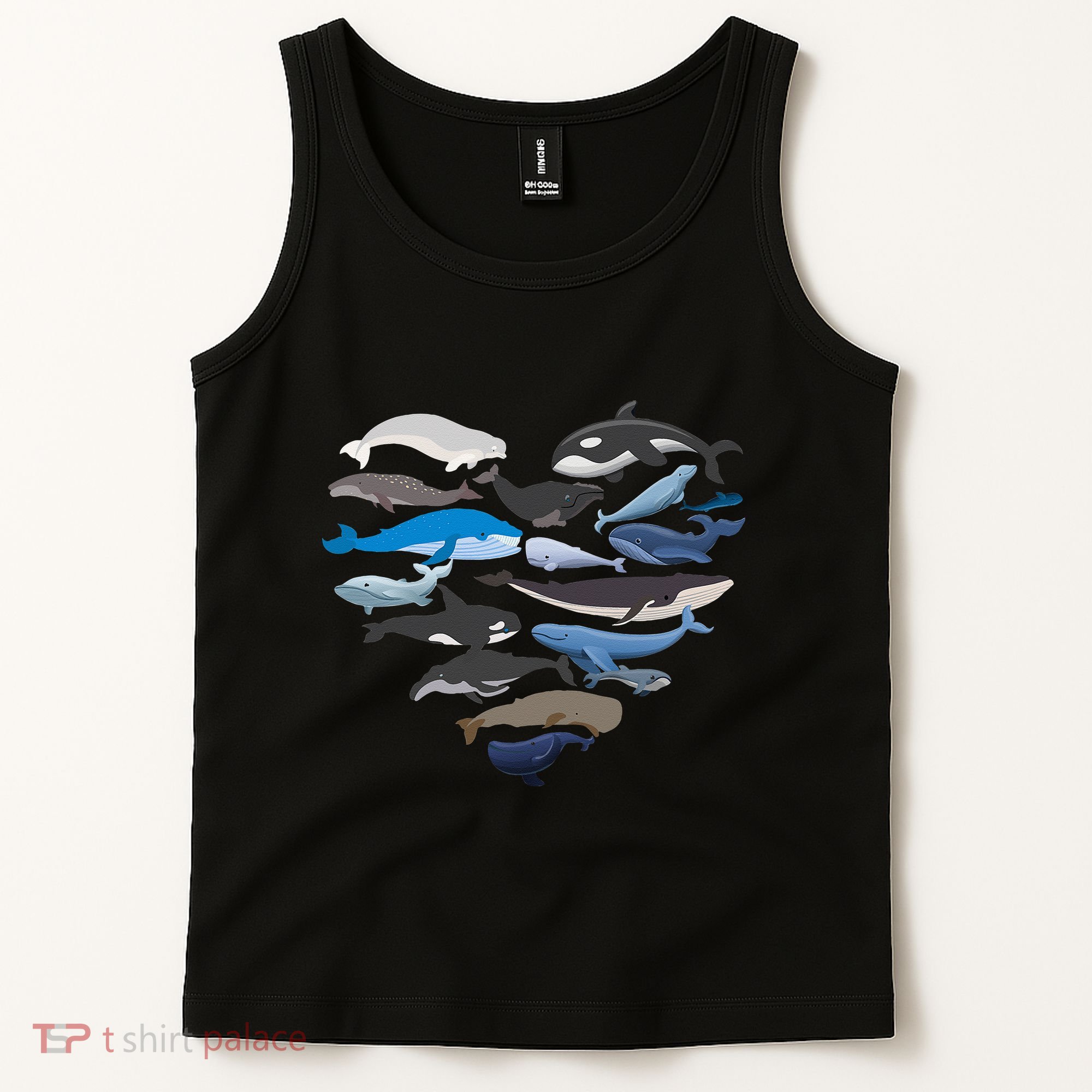 Whales Heart Shaped Marine Biologist Whale Lover Wildlife Tank Top