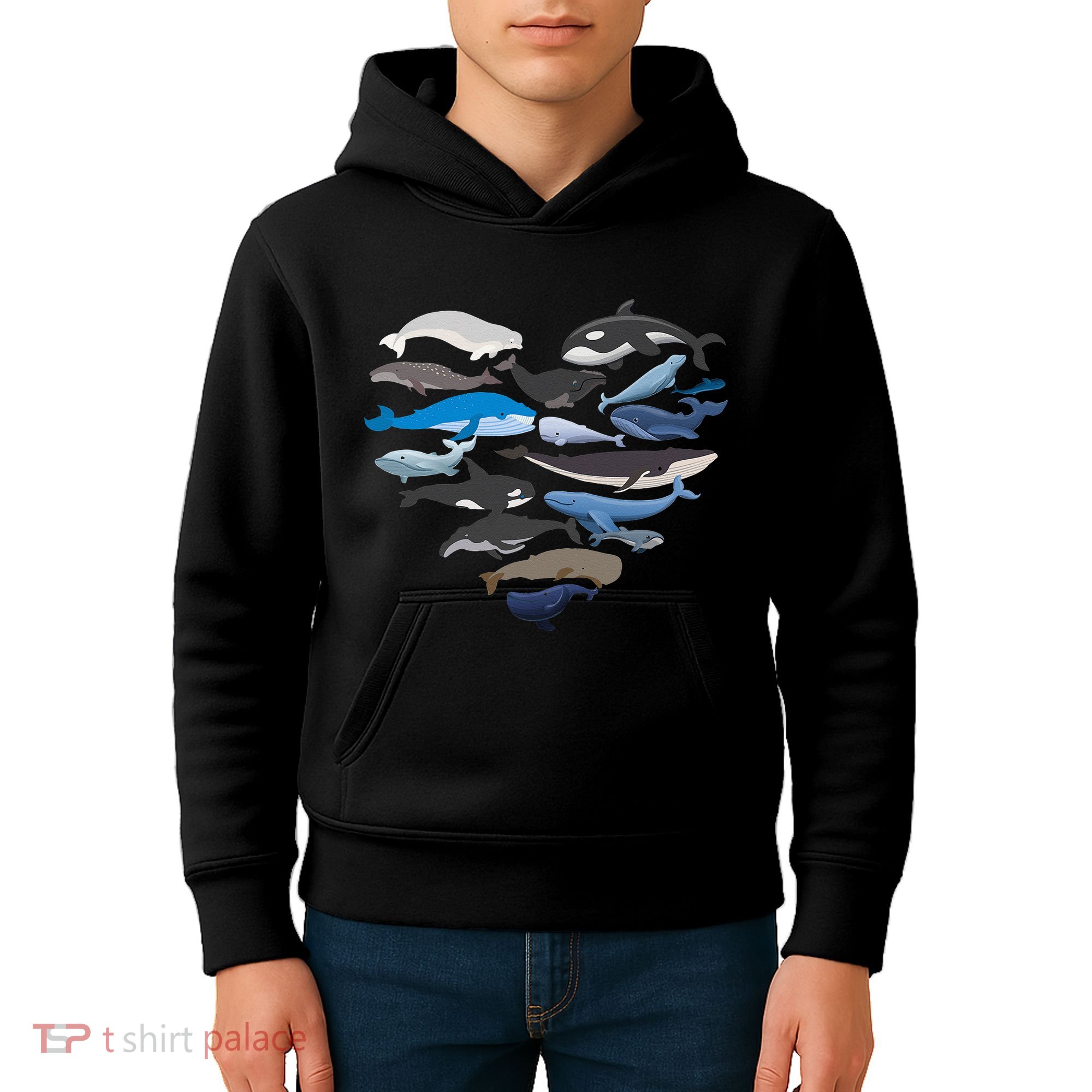 Whales Heart Shaped Marine Biologist Whale Lover Wildlife Kids Hoodie