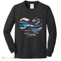 Whales Heart Shaped Marine Biologist Whale Lover Wildlife Kids Long Sleeve Shirt thumb 0