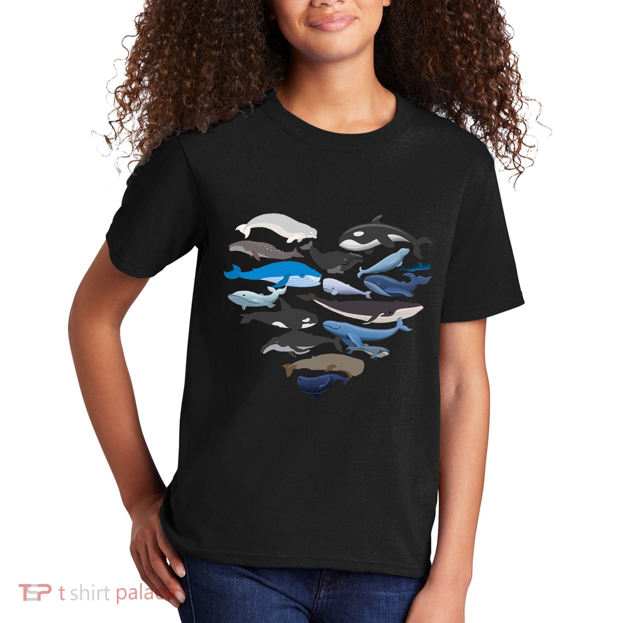 Whales Heart Shaped Marine Biologist Whale Lover Wildlife Kids T-Shirt