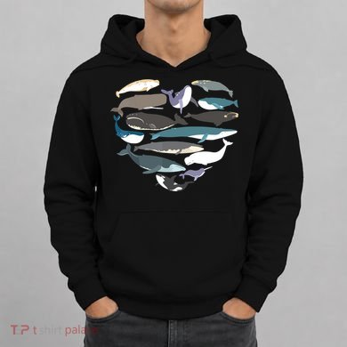 Whales Heart Shape Cute Ocean Mammals Whale Breeds Species Hoodie