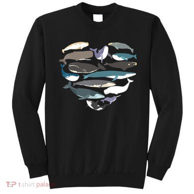 Whales Heart Shape Cute Ocean Mammals Whale Breeds Species Sweatshirt
