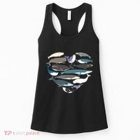 Whales Heart Shape Cute Ocean Mammals Whale Breeds Species Women's Tank Top thumb 0