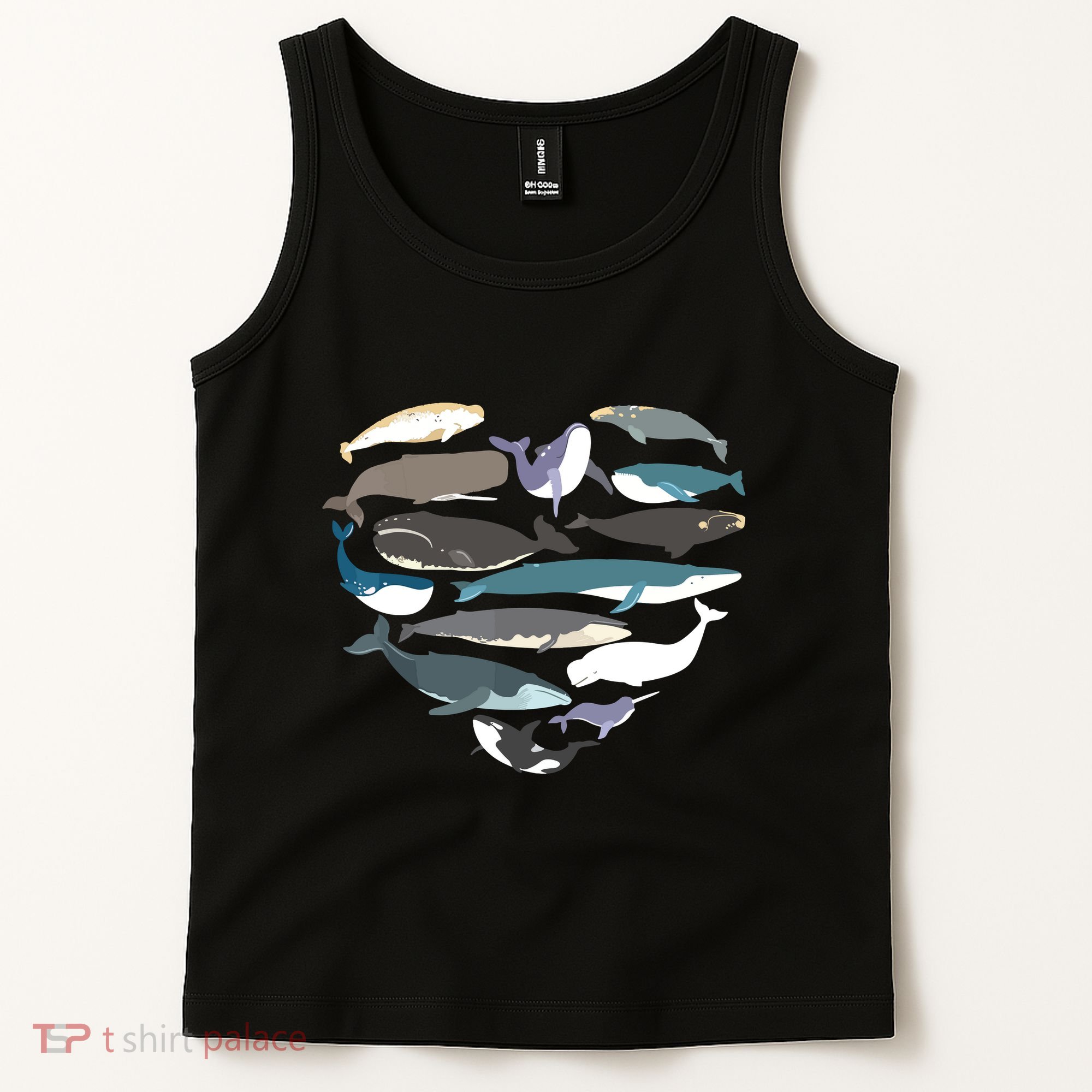 Whales Heart Shape Cute Ocean Mammals Whale Breeds Species Tank Top