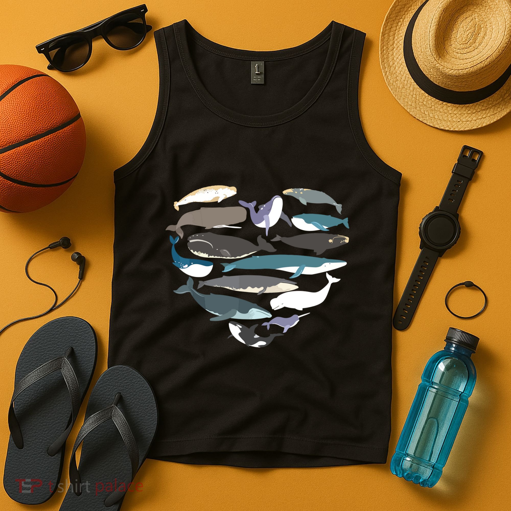 Whales Heart Shape Cute Ocean Mammals Whale Breeds Species Tank Top