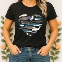 Whales Heart Shape Cute Ocean Mammals Whale Breeds Species Women's T-Shirt thumb 2