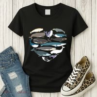 Whales Heart Shape Cute Ocean Mammals Whale Breeds Species Women's T-Shirt thumb 3