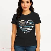 Whales Heart Shape Cute Ocean Mammals Whale Breeds Species Women's T-Shirt thumb 4