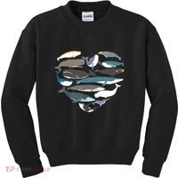 Whales Heart Shape Cute Ocean Mammals Whale Breeds Species Kids Sweatshirt thumb 0