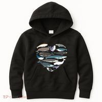 Whales Heart Shape Cute Ocean Mammals Whale Breeds Species Kids Hoodie thumb 0