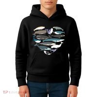 Whales Heart Shape Cute Ocean Mammals Whale Breeds Species Kids Hoodie thumb 4