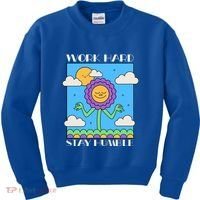 Work Hard Stay Humble Positive Mindset Mediation Cute Gift Kids Sweatshirt thumb 0