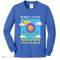 Work Hard Stay Humble Positive Mindset Mediation Cute Gift Kids Long Sleeve Shirt thumb 0
