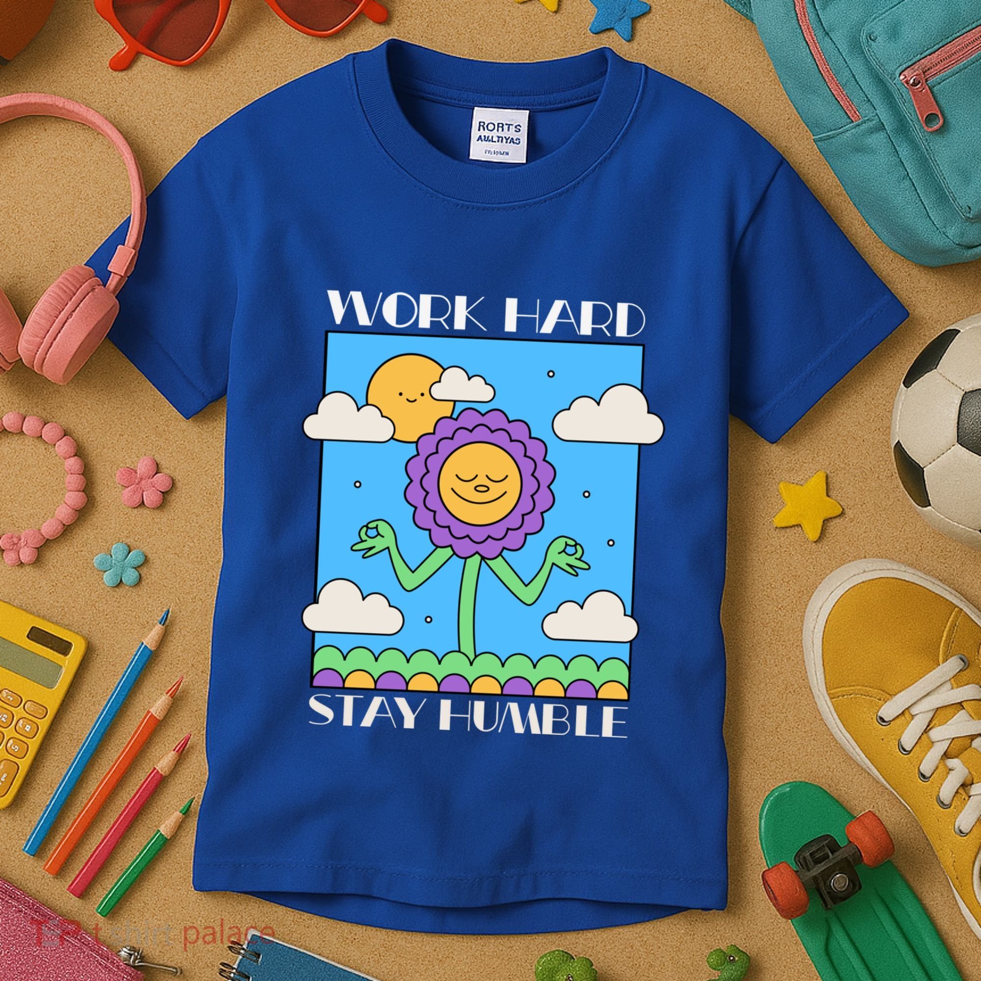 Work Hard Stay Humble Positive Mindset Mediation Cute Gift Kids T-Shirt