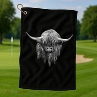 Wee Hamish The Scottish Highland Cow Cool Gift Golf Towel thumb 1