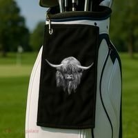 Wee Hamish The Scottish Highland Cow Cool Gift Golf Towel thumb 2