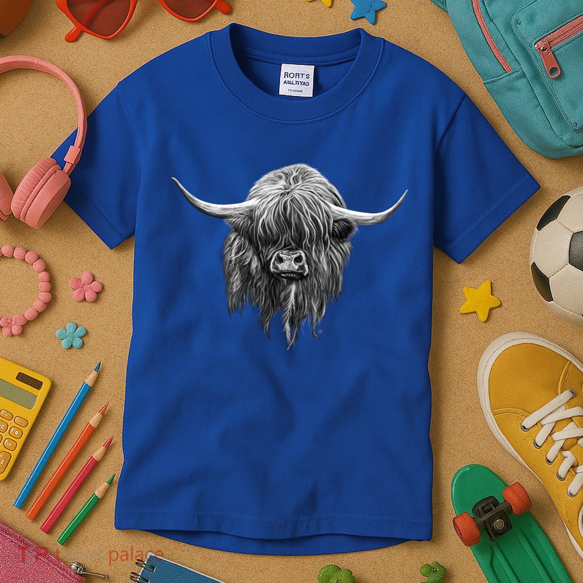 Wee Hamish The Scottish Highland Cow Cool Gift Kids T-Shirt