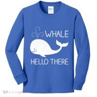 Whale Hello There Funny Save Whale Funny Gift Kids Long Sleeve Shirt thumb 0