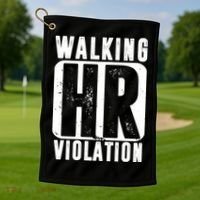 Walking HR Violation Funny Golf Towel thumb 1