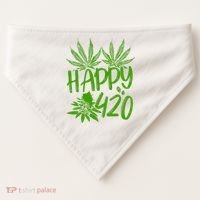 Weed Heart Valentines Day Cannabis 420 USA-Made Doggie Bandana thumb 0