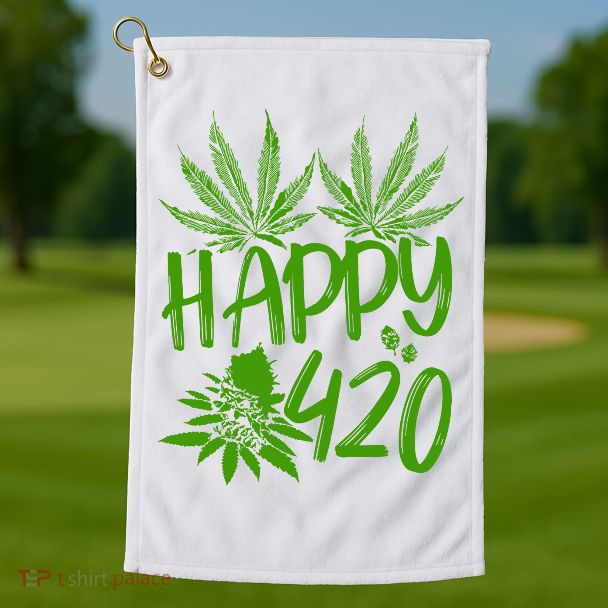 Weed Heart Valentines Day Cannabis 420 Golf Towel