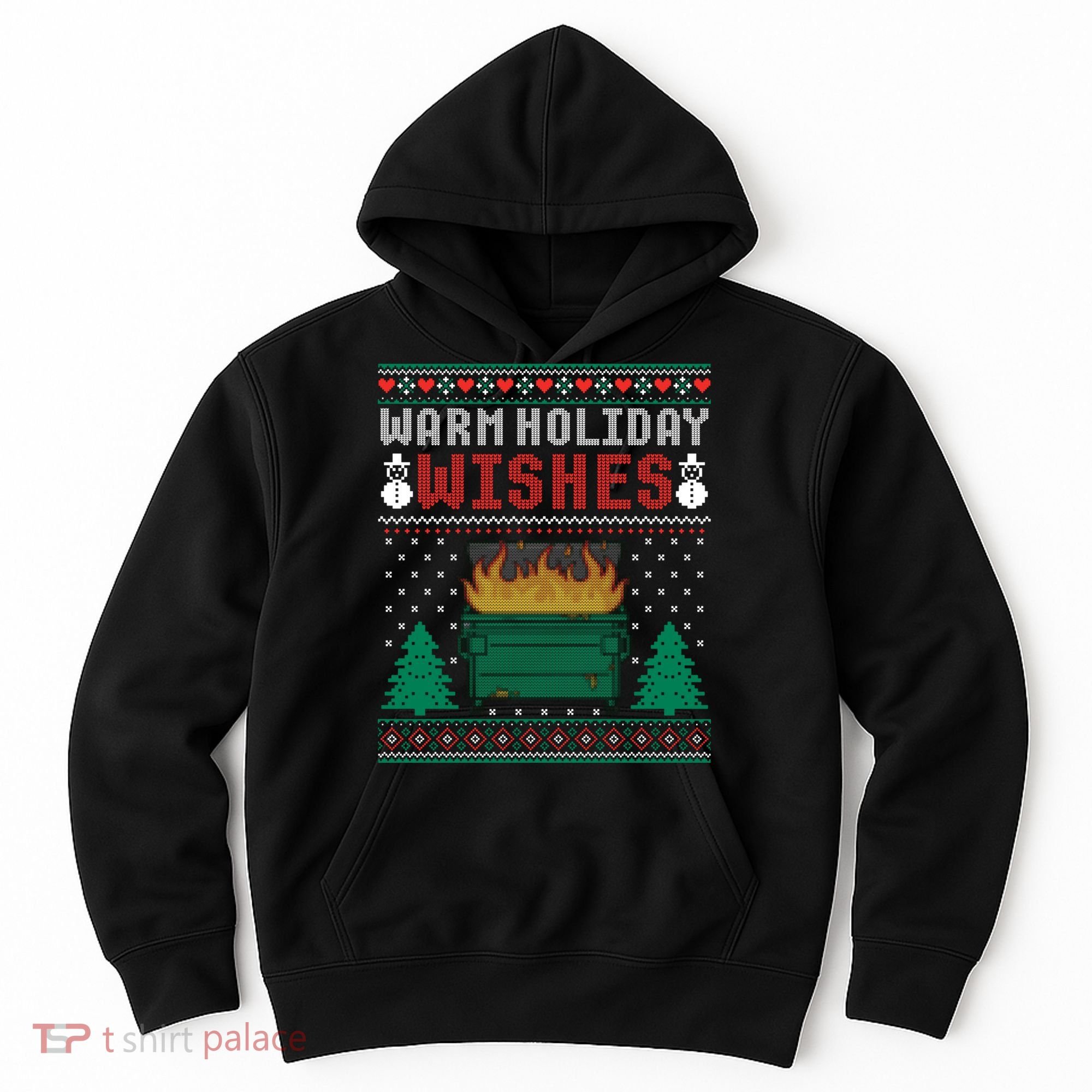 Warm Holiday Wishes Christmas Lights Sweater Dumpster Fire Hoodie