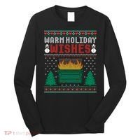Warm Holiday Wishes Christmas Lights Sweater Dumpster Fire Long Sleeve Shirt thumb 0
