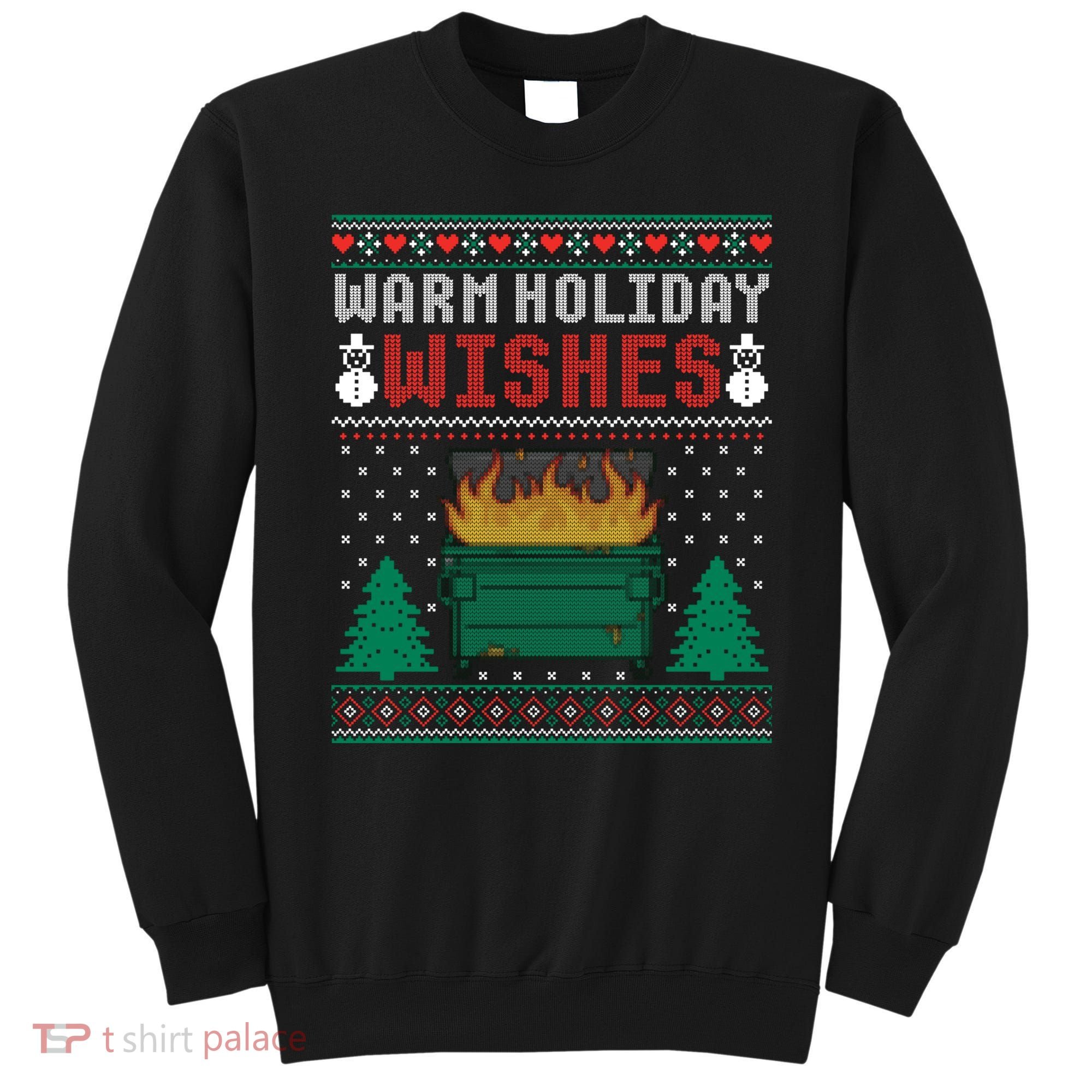 Warm Holiday Wishes Christmas Lights Sweater Dumpster Fire Sweatshirt