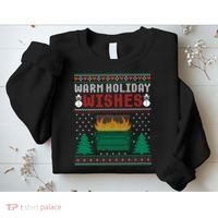 Warm Holiday Wishes Christmas Lights Sweater Dumpster Fire Sweatshirt thumb 2