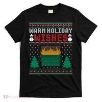 Warm Holiday Wishes Christmas Lights Sweater Dumpster Fire T-Shirt thumb 0