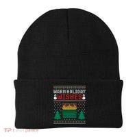 Warm Holiday Wishes Christmas Lights Sweater Dumpster Fire Beanie thumb 0