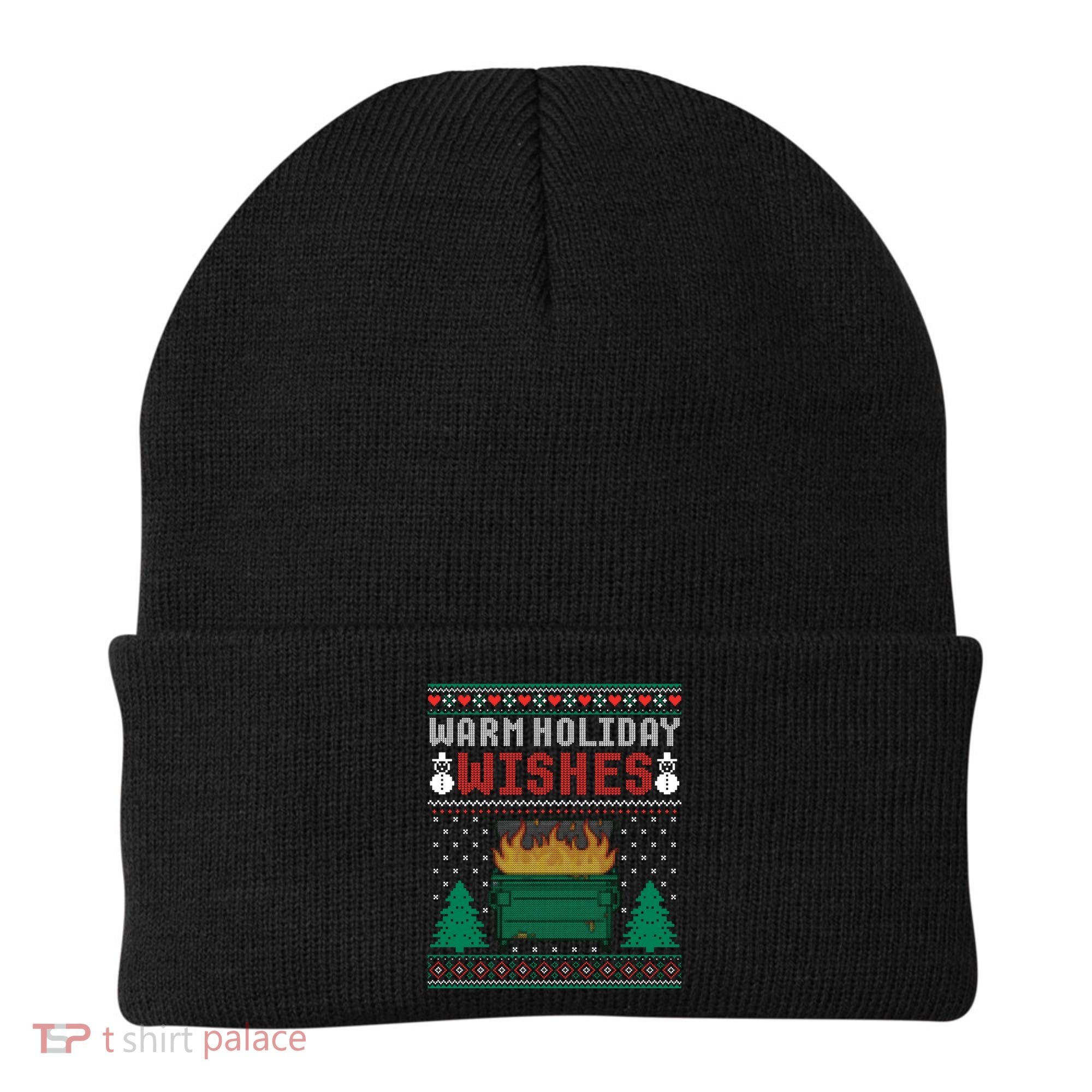 Warm Holiday Wishes Christmas Lights Sweater Dumpster Fire Beanie