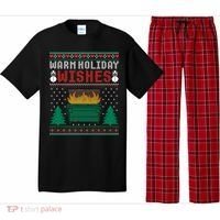 Warm Holiday Wishes Christmas Lights Sweater Dumpster Fire Pajama Set thumb 0