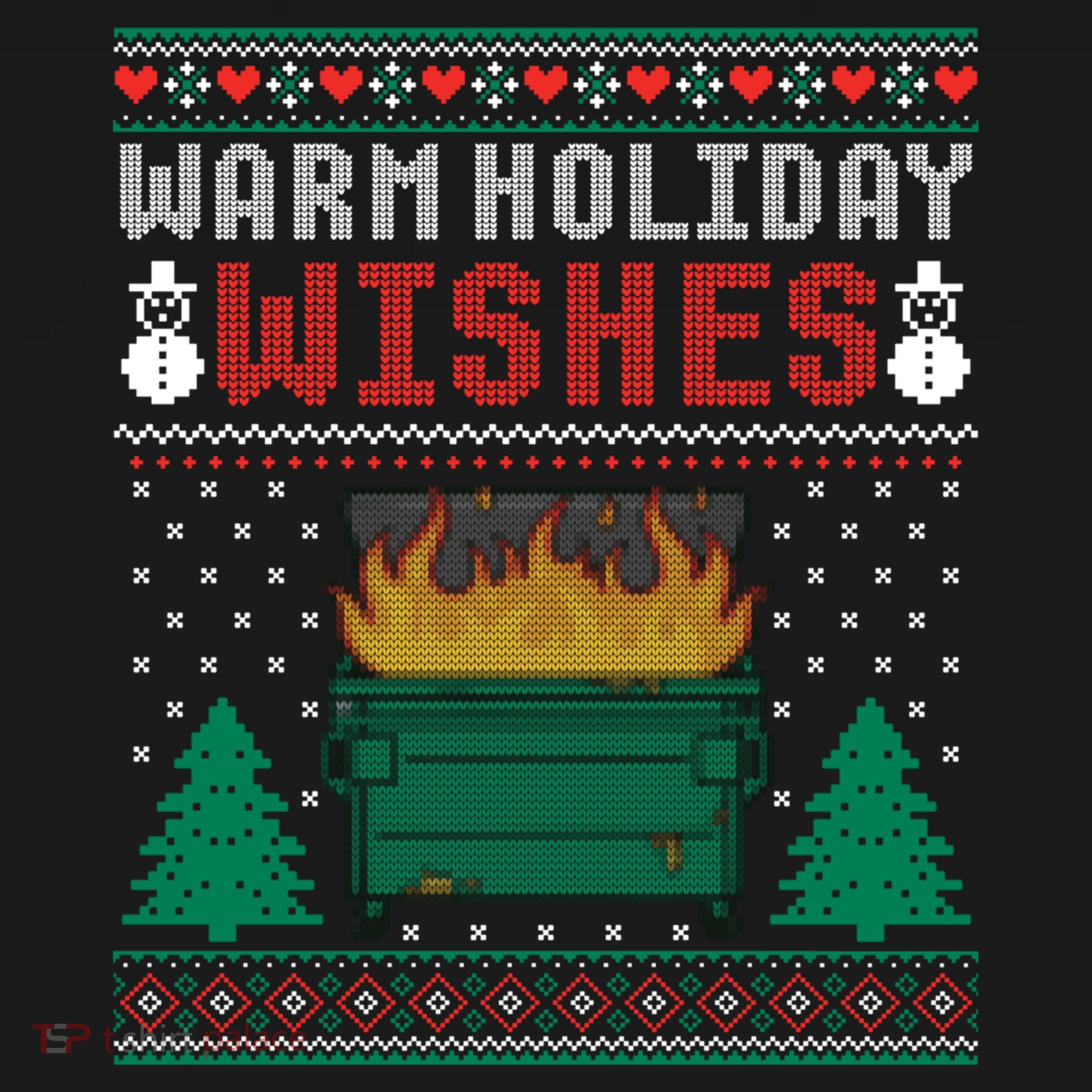 Warm Holiday Wishes Christmas Lights Sweater Dumpster Fire Women's Hoodie