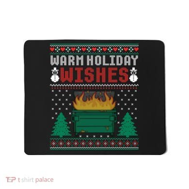 Warm Holiday Wishes Christmas Lights Sweater Dumpster Fire Mousepad
