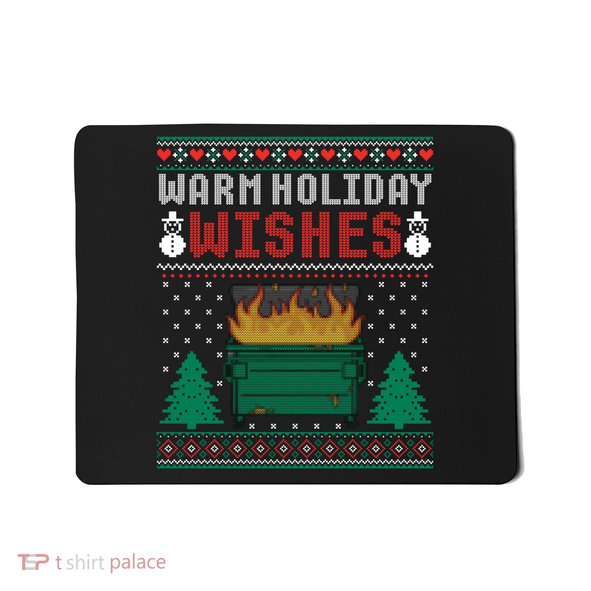 Warm Holiday Wishes Christmas Lights Sweater Dumpster Fire Mousepad