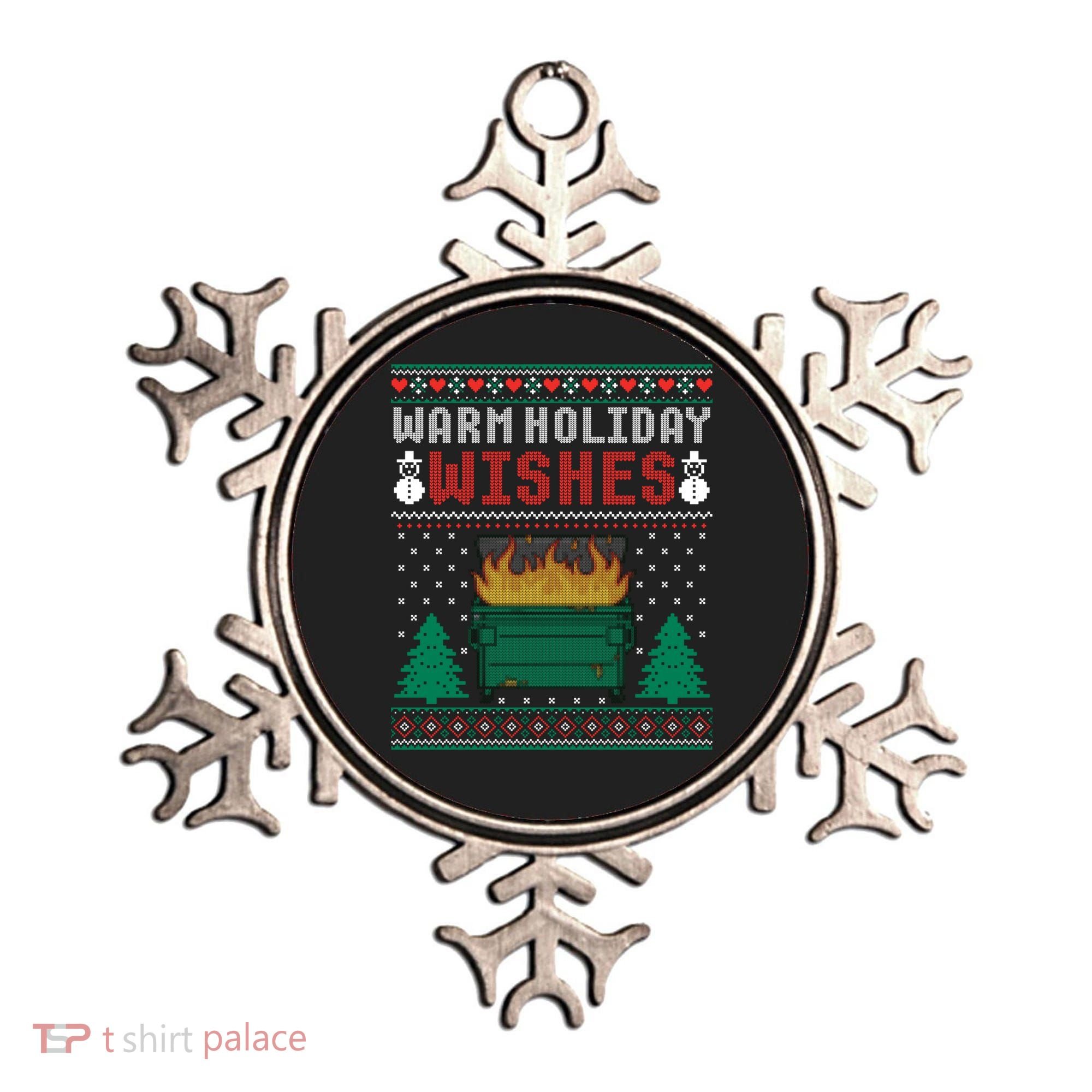 Warm Holiday Wishes Christmas Lights Sweater Dumpster Fire Ornament