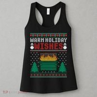 Warm Holiday Wishes Christmas Lights Sweater Dumpster Fire Women's Tank Top thumb 3