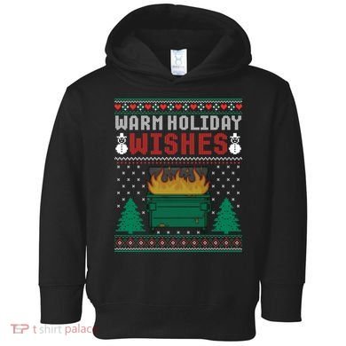 Warm Holiday Wishes Christmas Lights Sweater Dumpster Fire Toddler Hoodie