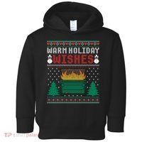 Warm Holiday Wishes Christmas Lights Sweater Dumpster Fire Toddler Hoodie thumb 0