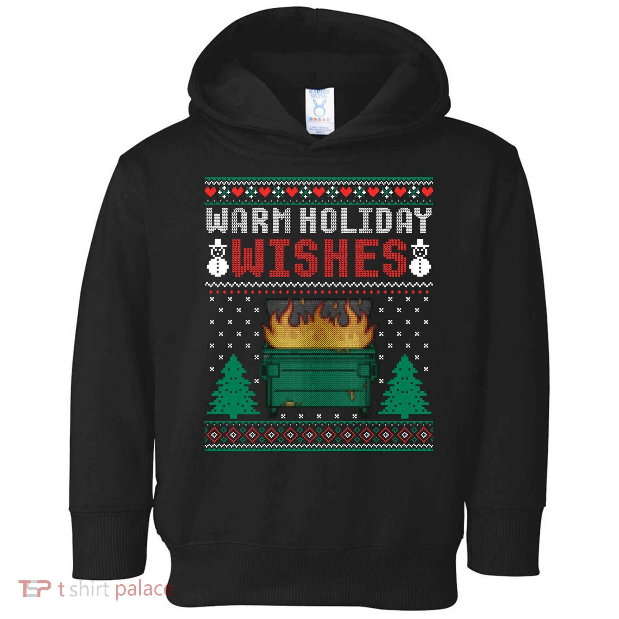 Warm Holiday Wishes Christmas Lights Sweater Dumpster Fire Toddler Hoodie